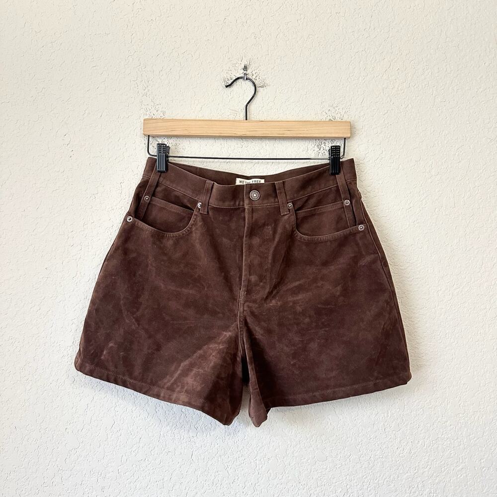 WE THE FREE Tippi Vegan Suede Shorts Chocolate Button Fly High Rise